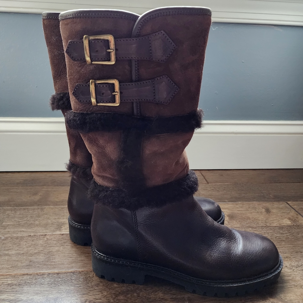 Exerter Brown Fur Boots/ Size 38/ Fully Lined Fur Boot/ Mid Calf Boot